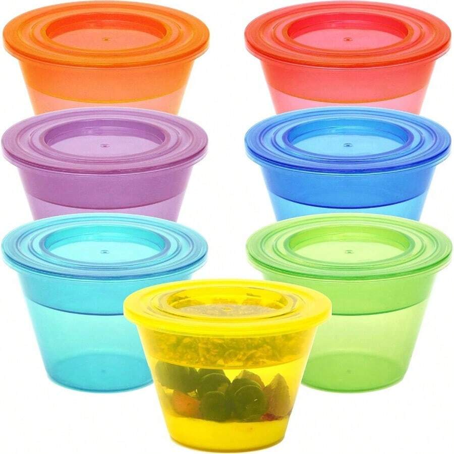 - Juego de tazas reutilizables para parfait con tapas e insertos, tazas de plstico para postre y yogur, a prueba de derrames y fugas pequeo 4 onzas - Arcoiris (Arcoíris) - Ver 1