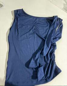 Elegant Suplex T-Shirt Top With Asymmetrical Shoulders And Straps, Ideal For Daily Use, Outings, Nightclubs, Parties, Halloween Costumes - 藏蓝色 - 查看 10