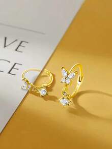 1 Pair S25 Pure Silver Women's Ins Style Luxury Butterfly Stud Earrings, Delicate And Exquisite For Daily Wear, Subtle And Not Exaggerated, Gentle And Minimalist, Suitable For Various Styles, Students And Office Workers - Butterfly - View 4