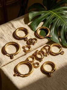 10 Pcs Round Spring Gate Clasps, 304 Stainless Steel 18K Gold Plated Open Jump Rings For DIY Handmade Necklaces, Bracelets And Keychains - Slingshot Buckle - View 4