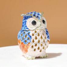 SIQIZHOU 1 buah Kotak Dekorasi Rumah yang Indah, Hadiah Kerajinan Paduan Enamel, Kotak Perhiasan Burung Bangau, Dekorasi Hadiah Ulang Tahun - Biru - View 4
