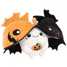 8 Inch Reversible Halloween Pumpkin Ghost Plush Toy, Flip 2-In-1 Double-Sided Bat Stuffed Doll With Zipper, Creepy Cute Split Face Ghost Plushie, Spooky Room Sofa Decor Festival Holiday Gift For Kids & Adults - Multicolor - View 3
