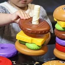 7-Layer Stackable Hamburger Shape Stacking Toy, Baby Early Learning Rotating Tower, Fun Color Recognition Toy, Early Education Hand-Eye Coordination And Rotating Puzzle Stacking Game, Perfect Birthday, Christmas Or Halloween Gift For Boys And Girls, Random Color - 彩色 - 查看 3