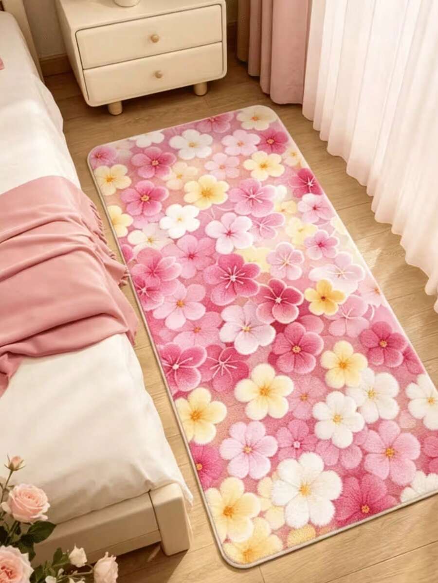 1件粉色花卉地毯,奶油風,裝飾地毯,臥室裝飾,小地毯,地毯,家居裝飾,客廳地毯,客廳小地毯,臥室地毯,客廳家居裝飾,戶外地毯,可水洗地毯 - 多色8 - 查看 1