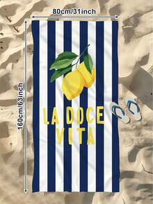1 pieza, Toalla de playa con estampado de patrón de limón minimalista de líneas, Toalla de playa a rayas coloridas, Toalla de playa de gran tamaño, Toalla de playa a rayas suave y absorbente, Perfecta para viajes, vacaciones, diversas toallas deportivas, toallas de baño, uso en piscina y camping, Toalla tejida moderna esencial para viajes, Material altamente absorbente - azul real - Ver 13
