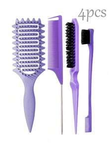 2/4/5/6/11/12pcs Unisex Hair Styling Brush Set (New Upgraded Curling Comb, 9-Row Nylon Cushion Styling Brush, Volumizing Brush, Tail Comb, Edge Brush, Spray Bottle, 4pcs Duck Clip, Flower Hair Clip, Hair Styling Brush Set), Curling Brush - Multicolor - View 6