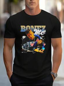 Shanesay Nomore presenta la camiseta retro gráfica para hombre de Bonez MC Rapper: una camiseta de hip-hop con el logo de BONEZ y diseño del artista.Una prenda casual de cuello redondo estil - Negro - Ver 1