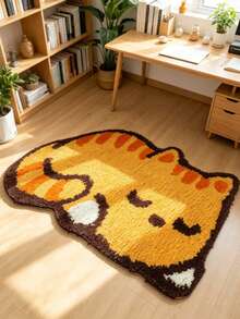 1pc Sleeping Orange Cat Shaped Rug, Pink Bedroom Decor, Small Rug, Carpet, Home Decor, Living Room Rug, Living Room Small Rug, Bedroom Rug, Living Room Home Decor, Outdoor Rug, Washable Rug - Multicolor 6 - View 3