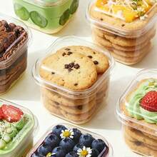1-50pcs Square Transparent Mousse Cups Candy Boxes, Suitable For Birthday Wedding Holiday Party Dessert Fruit Pudding Jelly Ice Cream Baking Containers, Party Supplies, Event Catering, Square Containers, Modern Tableware, Lightweight Cups, Cake Containers (Reusable) - Multicolor - View 6