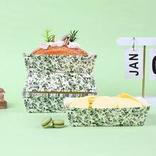 10/20/50入 綠色尤加利花紋紙製食物托盤，花園主題一次性玉米片船形零食碗，適用於盛裝洋芋片、爆米花、熱狗，復古綠葉零食盤，新娘派對、婚禮、野餐生日用品 - 查看 1