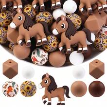 30pcs Cute 3D Animal Horse Silicone Beads Set Wholesale, Jewelry Making Beads, Fashion Design, Jewelry Making Beads, Perfect For DIY Bracelets, Lanyards, Bead Pen Accessories, Holiday Party Decorations And Other Handmade Crafts - Ideal Gift - Multicolor - View 10