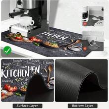 1 pieza Tapete de secado de platos, Tapete para máquina de café, Tapete de drenaje con patrón de tema de cocina estilo pizarra dibujado a mano, Duradero y altamente absorbente, Adecuado para mesa de comedor, cafetería y otros escenarios, Agrega una atmósfera cálida de cocina al área de comedor, Tapete de drenaje multiusos, Regalo para el hogar, Decoración de mesa - XYLSD-507 - Ver 8