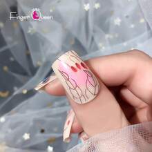 Unhas Postiças  Curtas Quadradas Abstrate Nude 24pcs Cartela - Nu abstrato - Visão 5