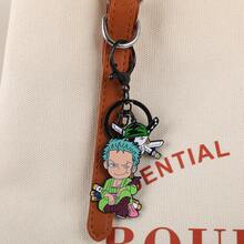 1/2pcs One Piece Luffy & Zoro Chibi Keychain, Anime Enamel Metal Key Ring With Skull Pendant, Cute Collectible Charm, Fan Backpack Bag Accessory - Multicolor - View 5
