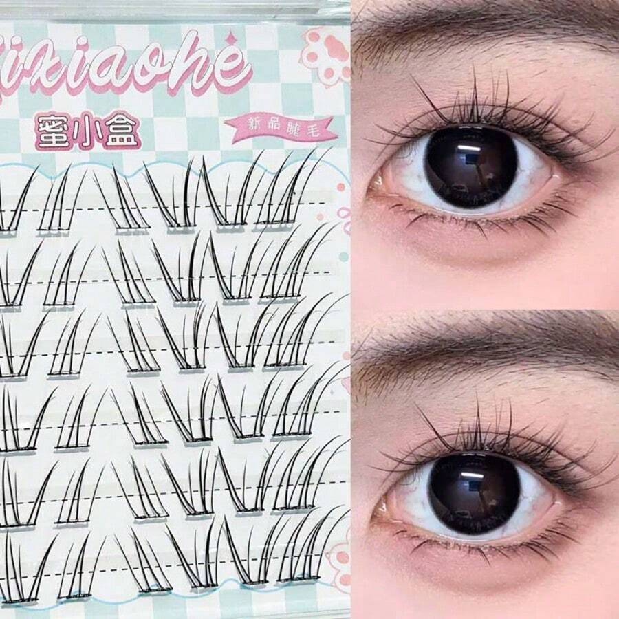 Bestseller MIXIAOHE 48片自黏式單簇假睫毛，韓日風DIY分段設計，輕盈自然C捲 10-13mm，適合化妝新手的完美節日禮物