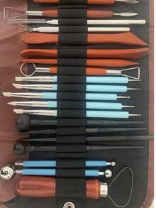 35-Piece Set, 24 Pieces With Cloth Bag / 8 Pieces. Red Pottery Tool Set, Including Carving Tools. Artist's Soft Clay Set. - Multi-piece Pottery Tool Set - View 5