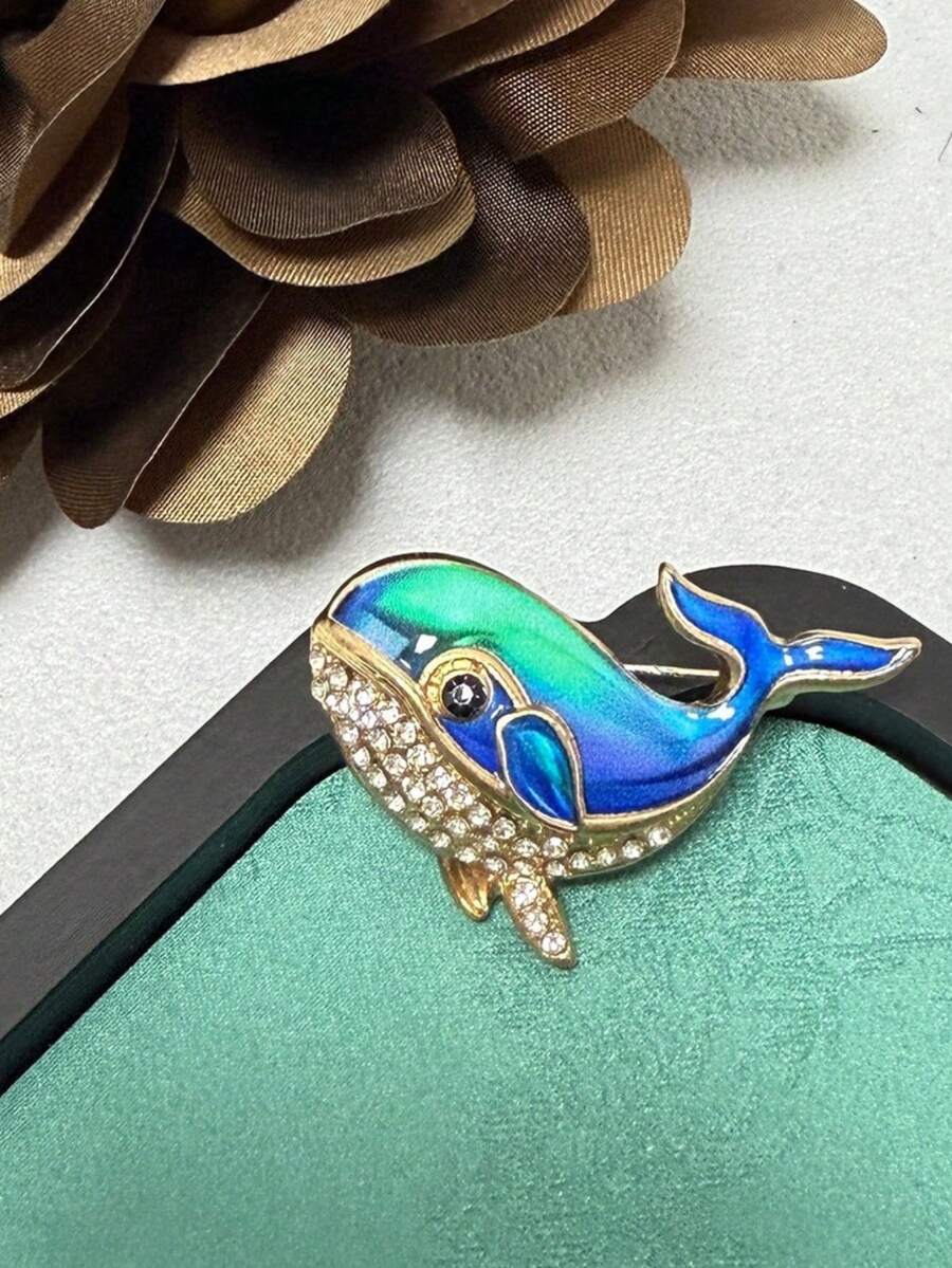 Luxury Whale Design Brooch Fashion Jewelry Accessories Unisex Gift For Wedding Holiday And Party - Blue - View 1