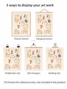 1pc Frameless Counting Print Kids Number Chart Nursery Wall Art For Bedroom Dorm Birthday Gift, Room Decor, Prints For Wall - Counting Chart - View 8
