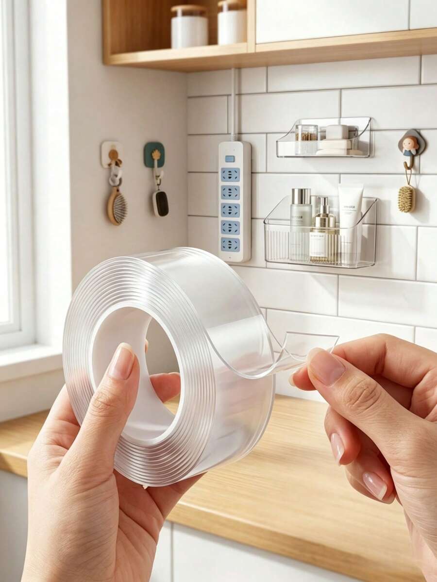 1pc Clear Heavy Duty Double Sided Tape Thick Acrylic Removable Nano Tape Sticky Rolls Magic Mounting Tape For Wall Stickers Kitchen Home Decor Spring Home Decor
