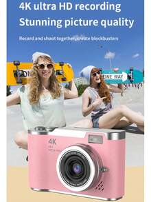 4K HD Mini Camera, Supports Video Recording, 128GB Storage, Includes Digital Camera Gift Toy, Digital Camera And 2 Stickers, Ideal For Mother's Day, Birthday, Party Gifts - LK-007 Pink - View 5
