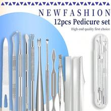 12-Piece Foot Care Set - Portable Home Use Professional Pedicure Salon Foot Trimming Tools - Nail Care Supplies - Nail Files - Silver - View 2