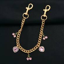 Sweet Cute Pink Gem CherryKeychain Korean Fruit Charm BagAccessorie Heart Bag Pendant Jewelry Girls Valentine's Day Gifts Handbag Extension Chain - Multicolor - View 6