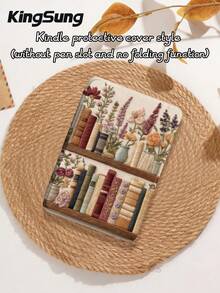 Kingsung Flowers & Books Pattern Tablet Protective Case,Compatible With IPad 9.7/10.2/10.5/10.9/12.9/Pro 11, 10th Gen, Air 8(M4)2026(11-Inch), Air 8(M4)2026(13-Inch),Compatible With Samsung Galaxy Tab S6 Lite 10.4 Inch,Compatible With Kindle Paperwhite 12th Gen 2024,Kindle (11th Generation) 2022 Release,Clara Colour,Soft Anti-Fall Protection,Smart Stand/Automatic Wake Up/Sleep - Multicolor - View 10