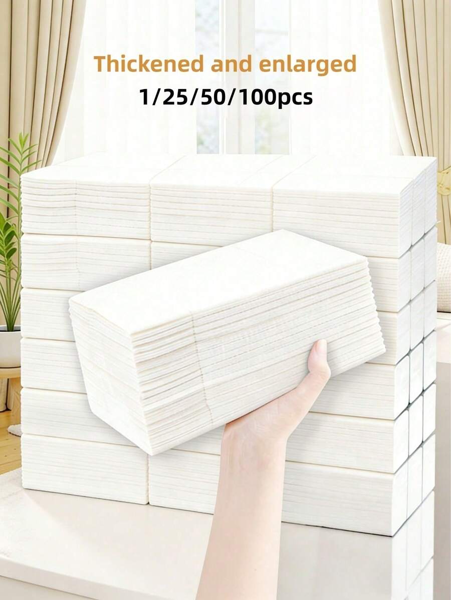 100入白色亞麻紋理一次性餐巾紙，高吸水性加厚柔軟紙巾，適用於婚禮、派對、節日餐桌佈置 1/25/50/100入