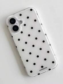 1pc White Full Screen Small Polka Dot Personalized Pattern Full Coverage TPU Shockproof Phone Case Compatible With Apple 17 16 15 14 13 12 11 Pro Max - White - View 5