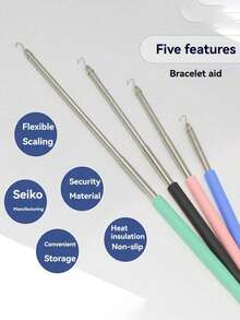 1/2Pcs Stainless Steel Bracelet Fastener Helper, Jewelry Helper Bracelet Clasp Helper, Portable Bracelet Tool Jewelry And Hooking Equipment Bracelet Attachment Tool, Adjustable Bracelet Fastener - Easy-To-Use Jewelry Helper For Women - Multicolor - View 5
