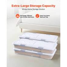 Contenitori sottoscala con ruote, 31,7 X 15,6 X 6,9 pollici, organizer per scarpe sottoscala con coperchio & chiusura grigia, contenitori sottoscala con ruote per vestiti, scarpe, coperte, confezione da 4 - con ruote, 32-36 pollici, confezione da 4 - Visualizzare 2