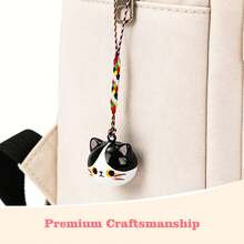 9 Pcs Cute Cat Water Chime Bell Keychain, Cartoon Kitty Mini Musical Bell Charm Pendant, Kawaii Bag Charm, Phone Strap Accessory, Backpack Hanging Ornament, Party Favor Gift - A - View 3