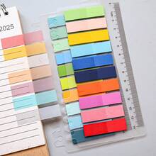12piezas/ 2400 Hojas Notas Adhesivas de Índice Multicolor Degradado Mezclado, 200 Hojas por Tarjeta, Con Regla, Pegatinas Marcadoras de Página Autoadhesivas, Papelería de Oficina y Estudio, Para Clasificación de Archivos y Toma de Notas - Unitalla - Ver 6