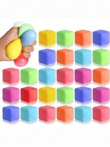 12PCS Slow Rising Stress Cube, Dough Stress Balls Squishy Fidget Toys For Anxiety Relief, Soft Fidget Cube, Pull Stretch Squishy Toys For Classroom Prize, Party Favors For Teens, Adults - View 1