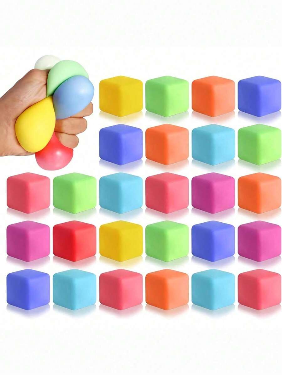 12PCS Slow Rising Stress Cube, Dough Stress Balls Squishy Fidget Toys For Anxiety Relief, Soft Fidget Cube, Pull Stretch Squishy Toys For Classroom Prize, Party Favors For Teens, Adults - View 1