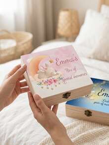 1 buah Kotak Kenangan Bayi Kustom, Kotak Kenang-kenangan Kayu Personalisasi untuk Momen Penting, Hadiah untuk Bayi Baru Lahir, Hadiah untuk Acara Baby Shower/Pembaptisan, Kotak Kenang-kenangan Gigi & Rambut, Dekorasi Kamar Bayi - MultiWarna - View 4