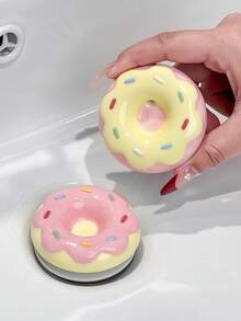 1pc Cute Donut Shaped Bathtub Drain Stopper, Push-Type Odor-Proof Sink Plug, Suitable For Bathroom Sink, Bathtub Faucet Drainage System - Sewer - View 4