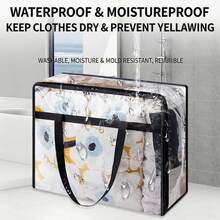 1/4 Blanket Storage Bag, 40L Extra Large Transparent Plastic Storage Bag, Used For Storing Clothes, Quilts, Bedding, Moving Supplies, With Zipper And Reinforced Handles - Multicolor - View 7