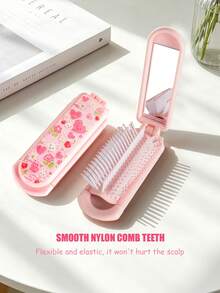1pc, Foldable Comb Personalized Cute Printed Cartoon Rabbit Minimalist Ins Style Portable Comb Travel Convenient To Carry In Bag Women's Hair Styling Comb Suitable For Holiday Gift - Multicolor - View 7