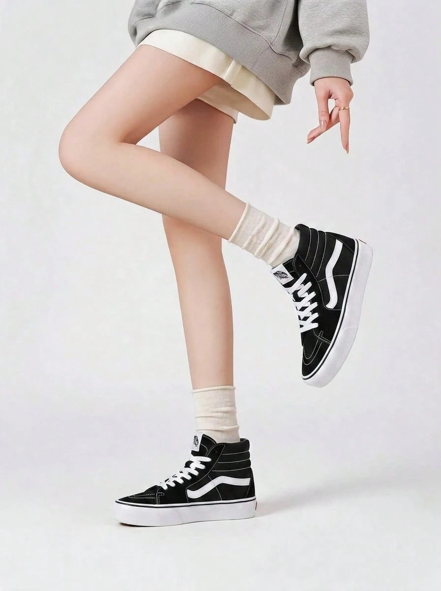 Vans Ua SK8-Hi Women's Sneakers Black VA3TKN - Black White - Voir 1