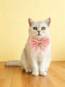 1pc Pet Bow Collar With Bell Pendant, Adjustable Neck Accessory, Suitable For Cats And Small Dogs, Cute Neck Decoration For Birthday, New Year And Holiday Gifts - Multicolor - View 10