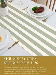 1pc,Bohemian Style,Minimalist Striped Table Runner,Microwave Dust Cover,Protective Cover,Rectangular Tablecloth,Washable,Suitable For Home Dinner,Coffee Table,Kitchen And Dining Room Decor,Table Decor Party And Scene Decoration,Home Decor,Outdoor Patio Table Runner Decor,Entrance Decor,Fireplace Cloth - Sage Soft Mist Green - View 10
