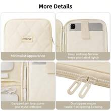 DANYCASE 11 Inch Tablet Sleeve Protective Padded Carrying Case Compatible With IPad 10th Gen 11th Gen 10.9 Pro 11 7th Gen 8th Gen 9th Gen 10.2 Smooth Zipper - Beige - View 6