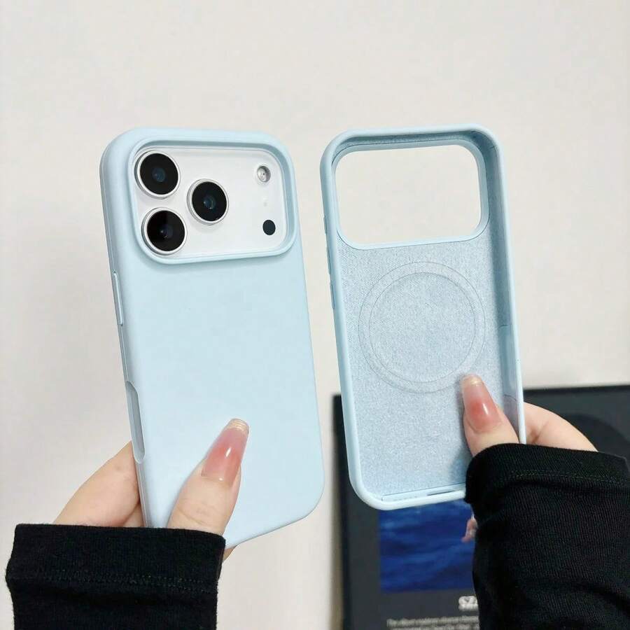1pc Luxury Liquid Silicone Compatible With Apple Phone Case 17 Air 16 E 11 13 12 14 15 Pro Max Plus Apple Cases Shockproof Protective Phone Cover - Baby Blue - View 1