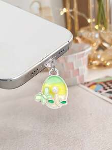 Pearl Butterfly Flower Phone Dust Plug, Painting Style Phone Charging Port Decor Unique Accessory, Anti-Lost Pendant Compatible With All Phone Models - Multicolor - View 7