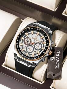 Đồng hồ nam REWARD chạy pin thạch anh, phong cách thời trang công sở, có lịch, kim dạ quang, đa năng, chất lượng cao, thiết kế cổ điển, dây đeo silicone, làm quà tặng - trắng - Xem 14