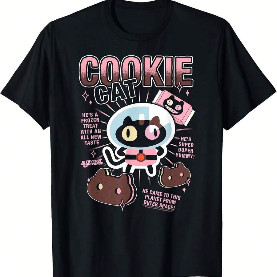 Steven Universes Cookie Cat Frozen Treat Cartoon T-Shirt - 黑色 - 查看 1