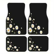 4pcs Car Floor Mats And Trunk Mat, Car Interior Floor Mats, Car Protective Mats, Polyester Material, Daisy Style, Suitable For Truck/Sedan/SUV - Daisy - View 5