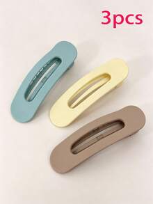 3 piezas Elegantes pinzas para el cabello grandes mate, dientes de polímero antideslizantes, diseño rectangular, seguras y estables - Multicolor - Ver 7