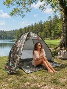 1pc Portable Pop-Up Beach Tent, UPF 50+ UV Protection Lightweight Instant Sun Shelter With Storage Bag And Ground Stakes, Foldable Outdoor Canopy For Women, Family Beach, Camping, Picnic, Park, Hiking, Fishing, Summer Travel Essential Gift - Multicolor - View 5